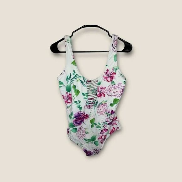 Coastal Waves One Piece Floral Swimsuit 1X - Picture 1 of 4